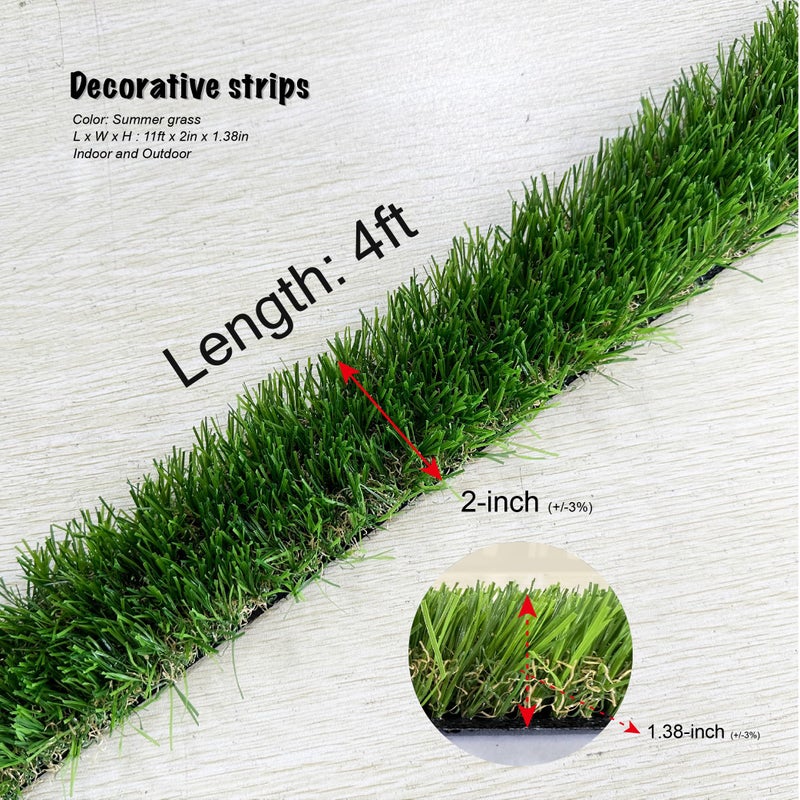 KuGuo Artificial Grass Decoration Strip Indoor/Outdoor DIY Fake Grass (Summer Grass, Width 2" x Length 48") - Image 3